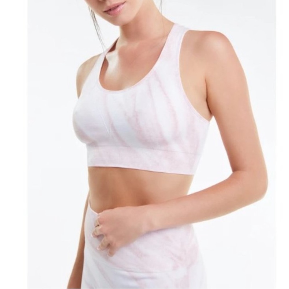Like New Wildfox Racerback Sports Bra in Pink Rose Marble Ice Dye